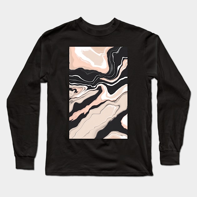 Black and white liquid paint 20 Long Sleeve T-Shirt by mmartabc